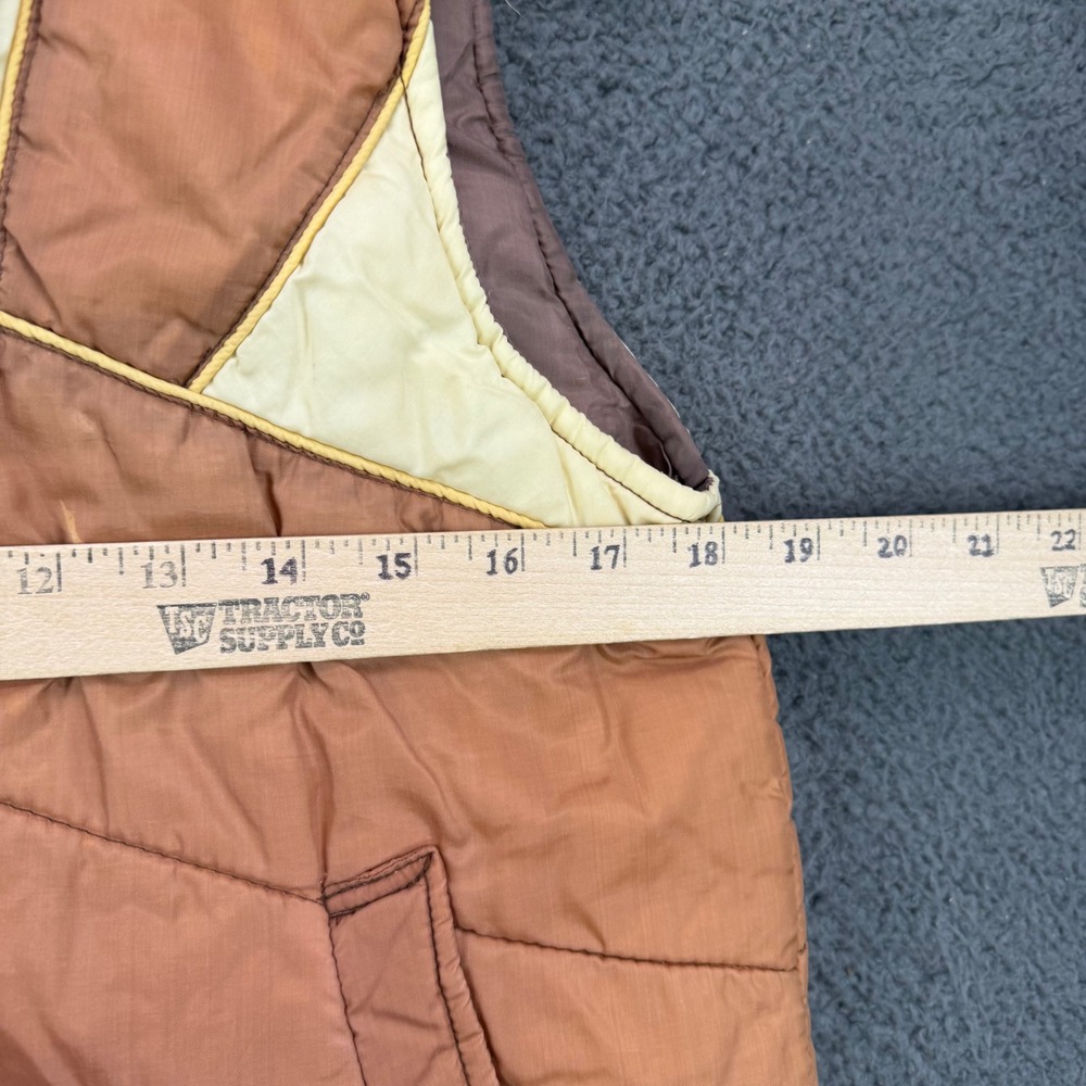 Vintage Sigallo Puffer Vest‎ Brown Tan Colorblock Quilted Retro 70s Womens Large - Picture 3 of 8